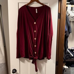 Zenana Outfitters Maroon Button-Down Shirt